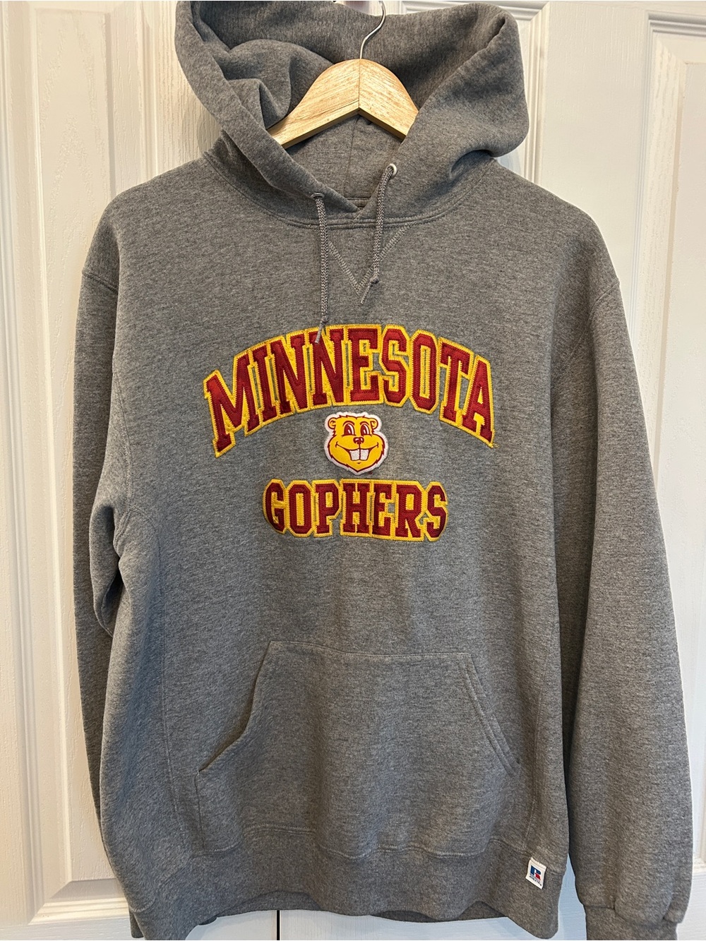 University of Minnesota Gophers Hoodie Men's L | Heather Grey Russell Athletic